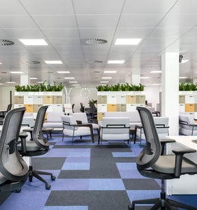 Open-plan desks in an office furnished by JPA Workspaces