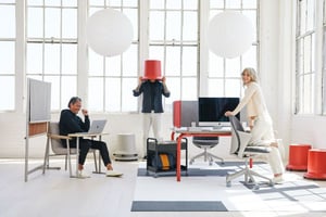 employees in flexible office space