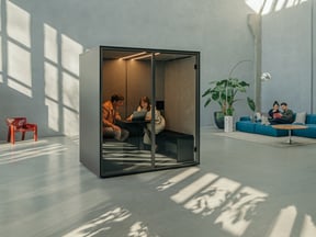 A Berlin two to four person acoustic meeting pod in use