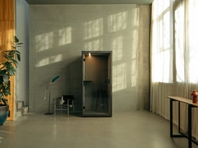 A Berlin single person acoustic focus pod positioned in an office