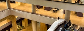 The atrium at UCL Marshgate in east London, furnished by JPA Workspaces