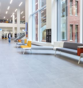 Modular waiting area seating installed by JPA in a hospital concourse